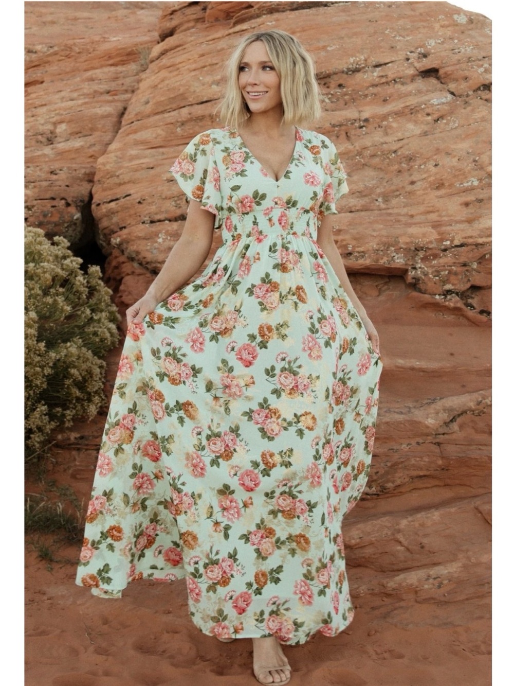 Baltic Born Mint Floral Maxi Dress